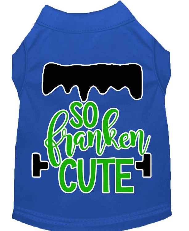 So Franken Cute Screen Print Dog Shirt Blue XS